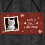 Cats First Christmas Sign Personalised Hanging Wall Sign