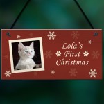 Cats First Christmas Sign Personalised Hanging Wall Sign