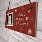 Cats First Christmas Sign Personalised Hanging Wall Sign