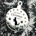 Our First Christmas With Cat Personalised Engraved Bauble