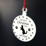 Our First Christmas With Cat Personalised Engraved Bauble