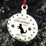 Our First Christmas With Cat Personalised Engraved Bauble