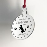 Our First Christmas With Cat Personalised Engraved Bauble