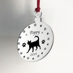 Cats First Christmas Personalised Engraved Bauble Tree Decor