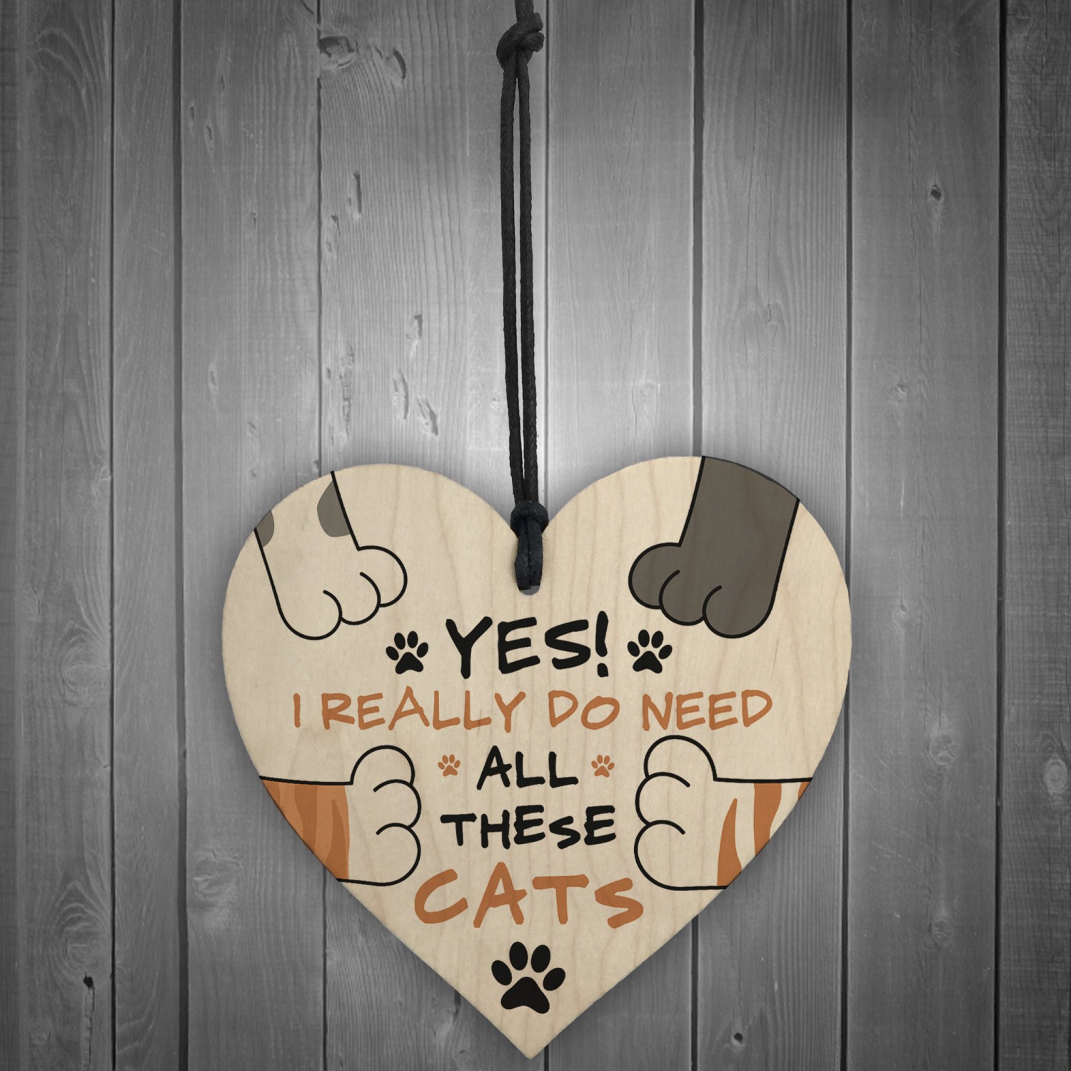 Targa In Legno Per Amanti Dei Gatti Con Scritta 'I Really Do Need All These Cats', 20x10 Cm, Decorazione Murale Fatta A Mano