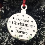 First 1st Christmas Bauble For Dog Cat Personalised Tree Decor