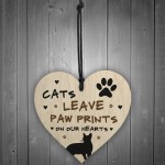 Cats Leave Paw Prints On Our Heart Wood Plaque Cat Lover Gift