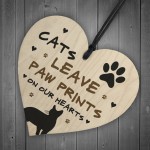 Cats Leave Paw Prints On Our Heart Wood Plaque Cat Lover Gift