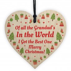 Christmas Gift For Grandad Hanging Wooden Heart Grandparent
