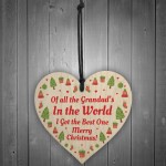 Christmas Gift For Grandad Hanging Wooden Heart Grandparent