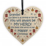 Grandad Happy Christmas Novelty Wooden Heart Gift For Grandad