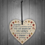 Grandad Happy Christmas Novelty Wooden Heart Gift For Grandad