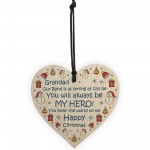 Grandad Happy Christmas Novelty Wooden Heart Gift For Grandad