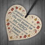 Grandad Happy Christmas Novelty Wooden Heart Gift For Grandad