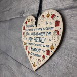 Grandad Happy Christmas Novelty Wooden Heart Gift For Grandad
