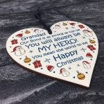 Grandad Happy Christmas Novelty Wooden Heart Gift For Grandad