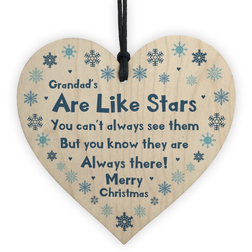 Grandad Christmas Wooden Heart Gift For Grandfather Novelty Gift