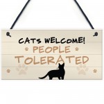 Funny Cat Gift Welcome Sign For Cat Lovers Women Home Decor