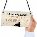 Funny Cat Gift Welcome Sign For Cat Lovers Women Home Decor