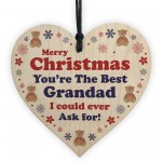 Grandad Christmas Wood Heart Bauble Decoration Gift For Grandad 