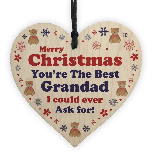 Grandad Christmas Wood Heart Bauble Decoration Gift For Grandad 