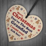 Grandad Christmas Wood Heart Bauble Decoration Gift For Grandad 