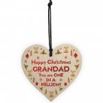 Happy Christmas Grandad Wood Heart Tree Decoration Bauble Gifts