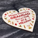 Happy Christmas Grandad Wood Heart Tree Decoration Bauble Gifts