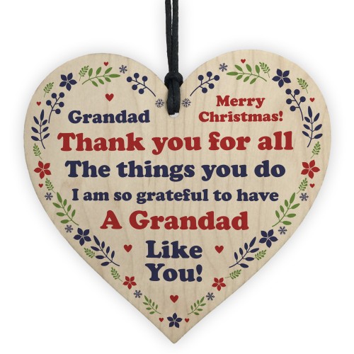 Grandad Thank You Christmas Gifts For Grandparents Wood Bauble