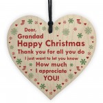 Grandad Bauble Christmas Gifts Wood Heart Decor Grandparents