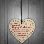 Grandad Bauble Christmas Gifts Wood Heart Decor Grandparents