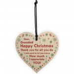 Grandad Bauble Christmas Gifts Wood Heart Decor Grandparents