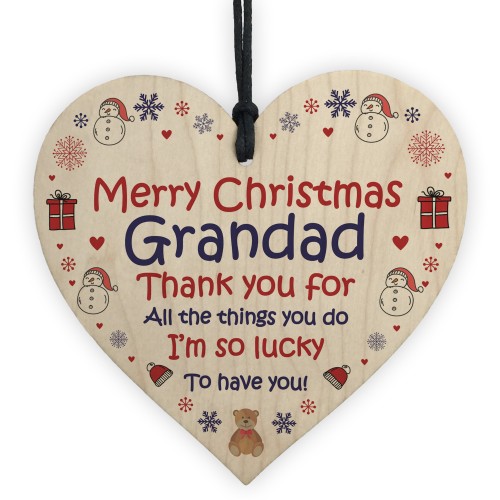 Grandad Merry Christmas Gifts Novelty Wood Heart Bauble Gifts