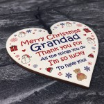 Grandad Merry Christmas Gifts Novelty Wood Heart Bauble Gifts