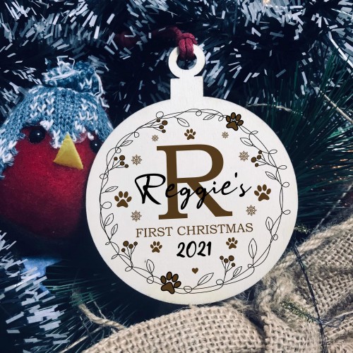 Dogs First Christmas Bauble Personalised Dog Lover Gift