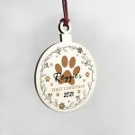 1st Christmas With Dog Wooden Christmas Bauble Personalised
