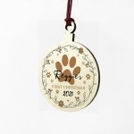 1st Christmas With Dog Wooden Christmas Bauble Personalised