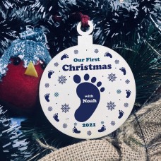 Our First Christmas With Baby Boy Personalised Christmas Bauble