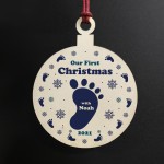 Our First Christmas With Baby Boy Personalised Christmas Bauble