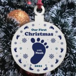Our First Christmas With Baby Boy Personalised Christmas Bauble