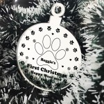 Dog Puppy 1st Christmas Bauble Engraved Personalised Dog Lover