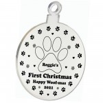 Dog Puppy 1st Christmas Bauble Engraved Personalised Dog Lover