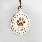 Personalised Dog Puppys 1st Christmas Wood Hanging Bauble