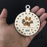 Personalised Dog Puppys 1st Christmas Wood Hanging Bauble