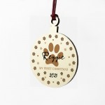 Personalised Dog Puppys 1st Christmas Wood Hanging Bauble