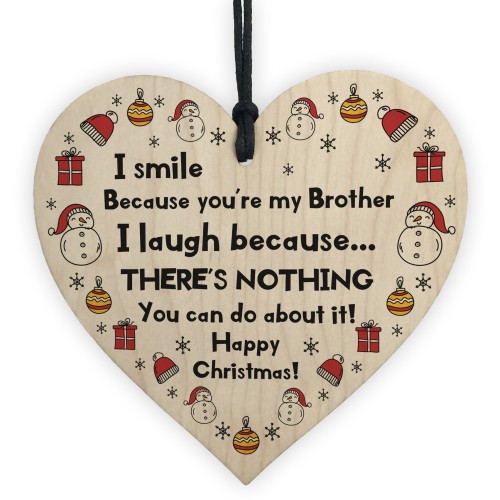Brother Christmas Novelty Gift For Him Wood Heart Bauble Decor Brother Christmas Novelty Gift For Him Wood Heart Bauble Decor