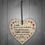 Brother Christmas Novelty Gift For Him Wood Heart Bauble Decor Brother Christmas Novelty Gift For Him Wood Heart Bauble Decor