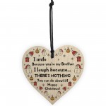 Brother Christmas Novelty Gift For Him Wood Heart Bauble Decor Brother Christmas Novelty Gift For Him Wood Heart Bauble Decor