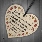 Brother Christmas Novelty Gift For Him Wood Heart Bauble Decor Brother Christmas Novelty Gift For Him Wood Heart Bauble Decor