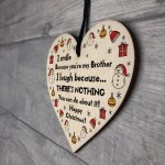Brother Christmas Novelty Gift For Him Wood Heart Bauble Decor Brother Christmas Novelty Gift For Him Wood Heart Bauble Decor